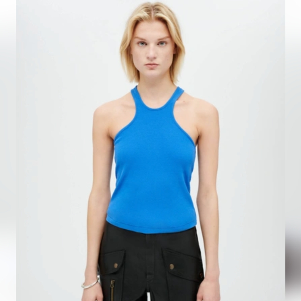9. NWT RE/DONE X HANES RACER TANK IN COBALT